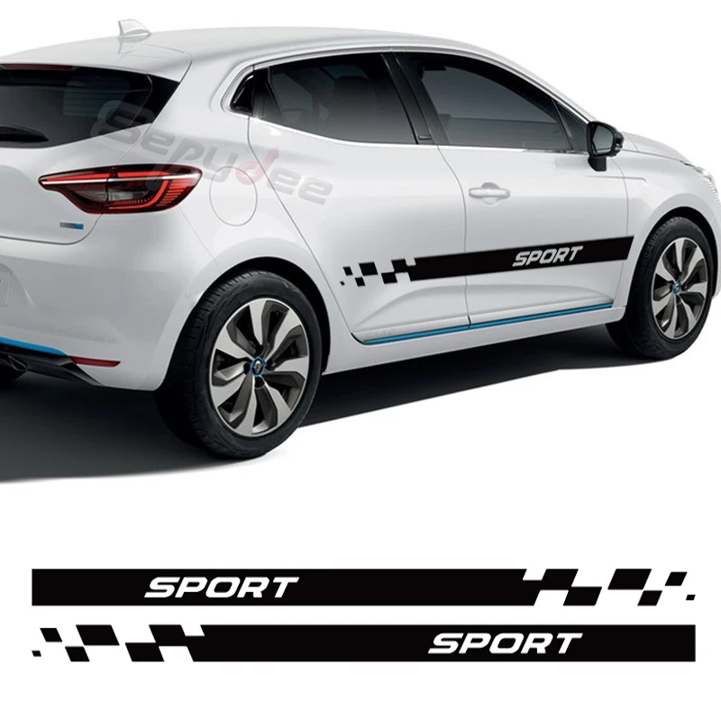 

1 Pair Car Side Stickers For For Renault Clio Megane 2 3 Auto Long Stripes Sport Graphic Body Vinyl Film Decals Car Accessories