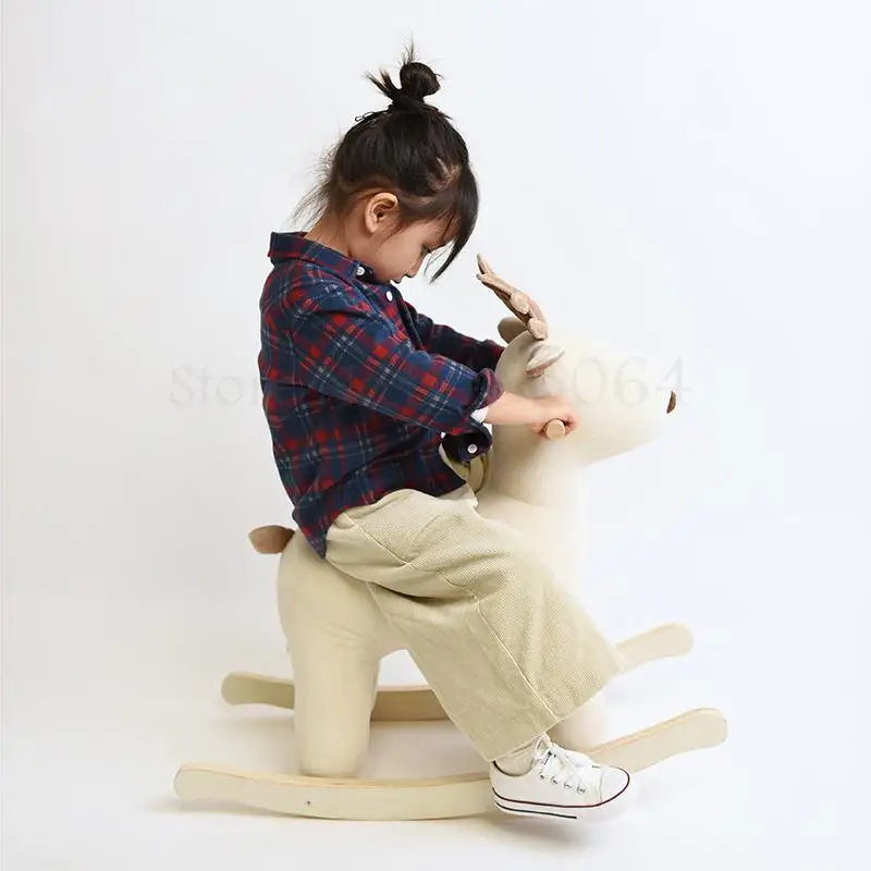 Троянское кресло-качалка в скандинавском стиле с оленем для детей детские