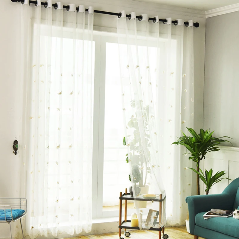 Тюлевые занавески с цветочной вышивкой для гостиной спальни кофейни корейский