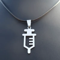 medical syringe symbol necklace stainless steel pendant charm hospital medicine nurse students jewelry girl gift