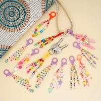 bohemian candy color beads lanyards key chains for women keyring car keychain bag backpack decor case pendent graduate gifts