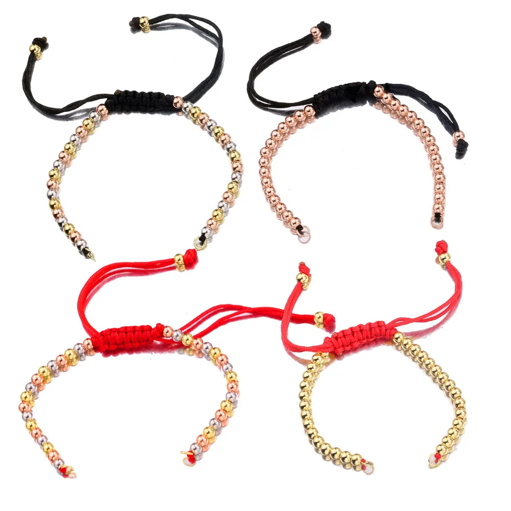 2 шт 5 мм бусины Красный Черный Цвет Медь Регулируемая Веревка цепочка плетеные