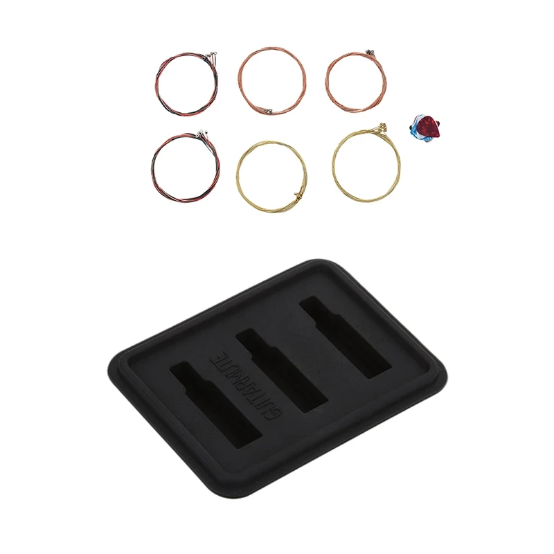 

1 Pcs Guitar Mute Pad Silicone Practice Guitar Silencer & 1 Set Acoustic Guitar Strings Steel String With Guitar Picks