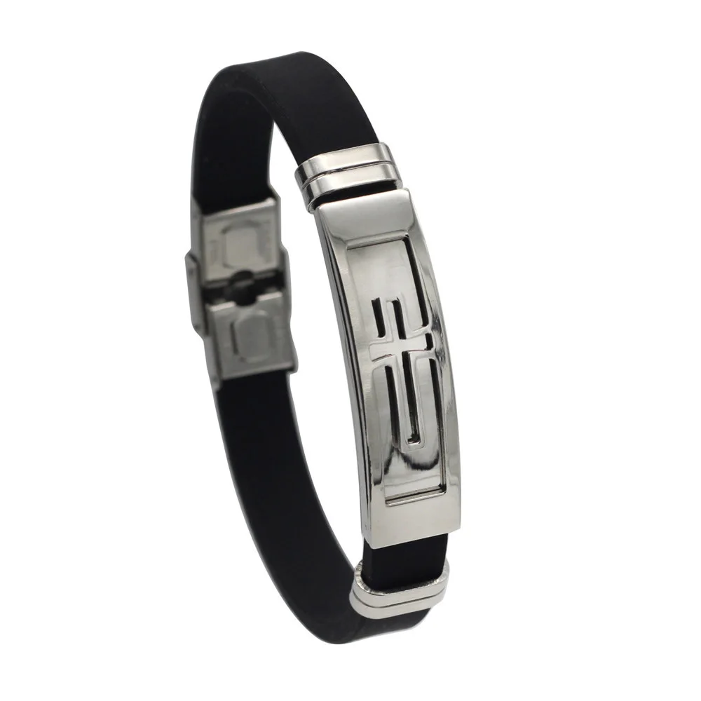 Браслет Hapiship из нержавеющей стали Мужской силиконовый крестообразный браслет