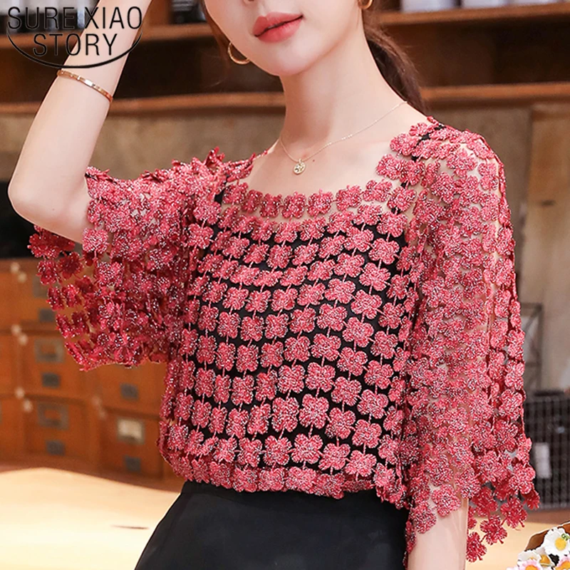 plus size blouses Slim Shirt 2021 Summer The New Fashion Women Short Shirt Stitching Shirt Round Neck Short Sleeve Women Tops and Blouse 2575 50 sexy blouses for women