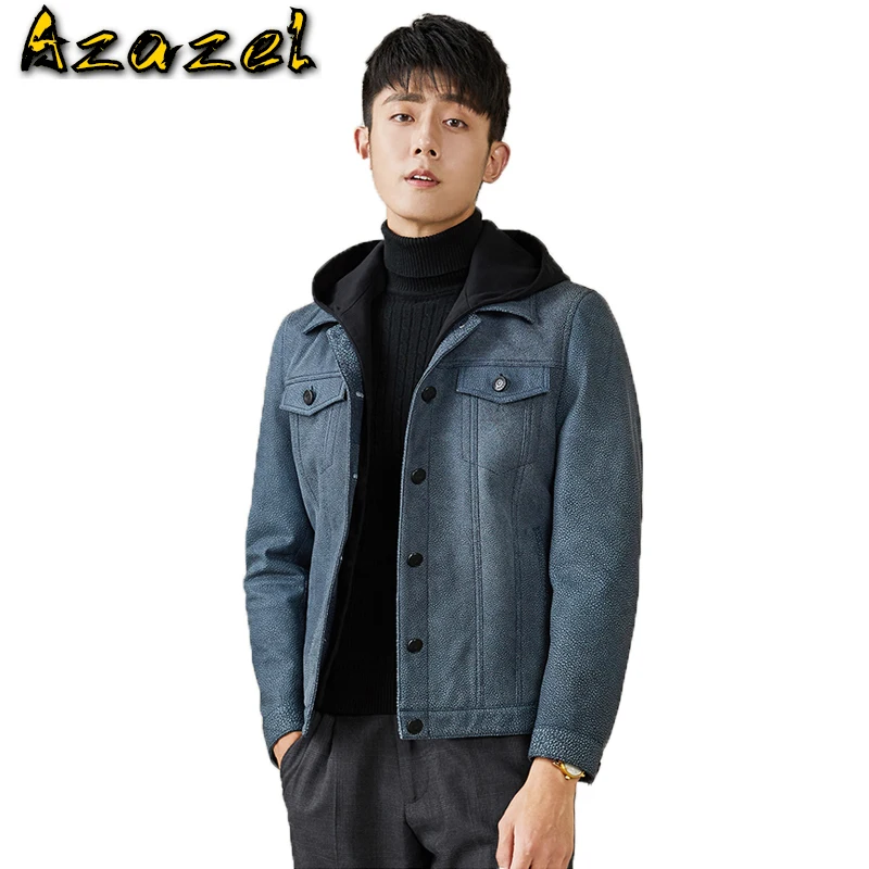 

Мужская короткая куртка из натуральной коровьей кожи, на осень/зиму