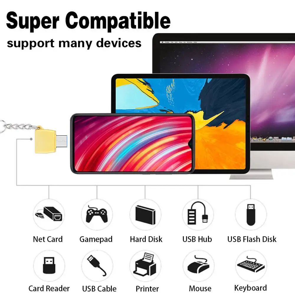 Брелок тип c к USB3.0 данных Мини Портативный зарядный адаптер конвертер USB C для Samsung