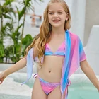 Новое поступление 2022, купальник из двух частей для девочек-подростков, купальник с принтом для девушек, пляжные купальные костюмы, милый купальник