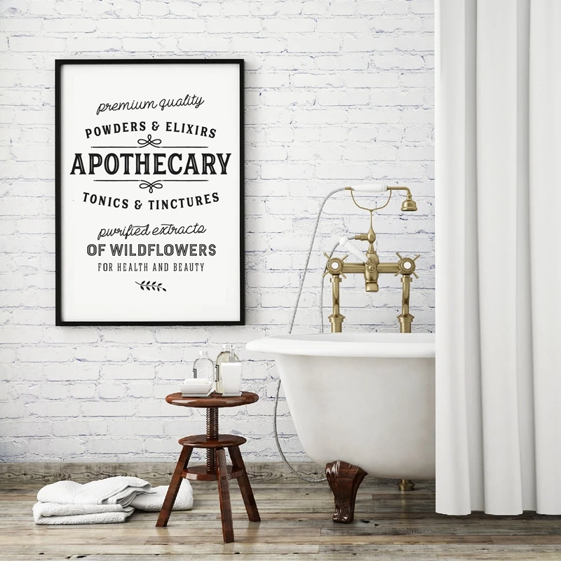 Bathroom Signs Print Vintage Decor Apothecary Quote Wall Art Canvas Painting Picture Rustic Sign Farmhouse Decoration |