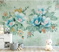 custom wallpaper mural hand painted flower background living room bedside sofa tv background wall
