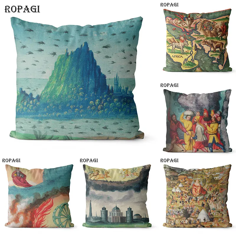 

THE BOOK OF MIRACLES Flax Pillow Case for Home Decorative 45x45cm PillowCases Fall Decor Star Cushion Cover Decorations