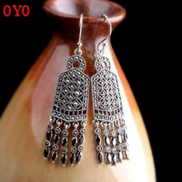 ethnic style handmade 100 925 sterling silver delicate tassel for womens natural garnet and black earrings