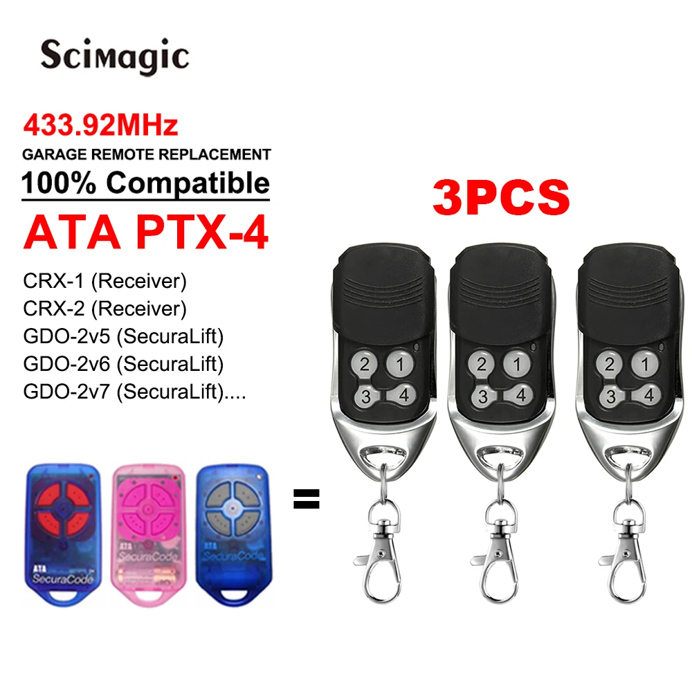 

3 шт. ATA PTX4 Herculift PTX-4 PTX4, запасной пульт дистанционного управления для гаражной двери 433,92 МГц