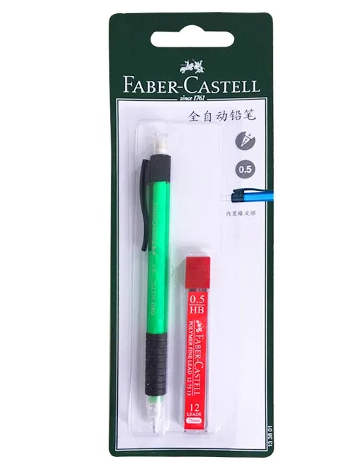 1 Set Green Faber-Castell 1338 полностью автоматические карандаши 0,5 мм пишущий карандаш набор 4 цвета на выбор канцелярские принадлежности для начальной школы с заправкой - Цвет: 1 Set Green