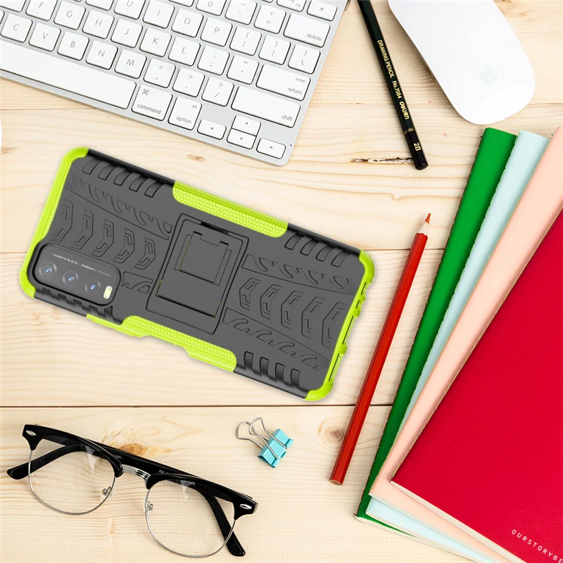 

For Vivo Y20 2021 Case Y20S Y20A Y20G Y20i Cover Anti-knock Heavy Duty Armor Stand Silicone Back Phone Bumper Case For Vivo Y20