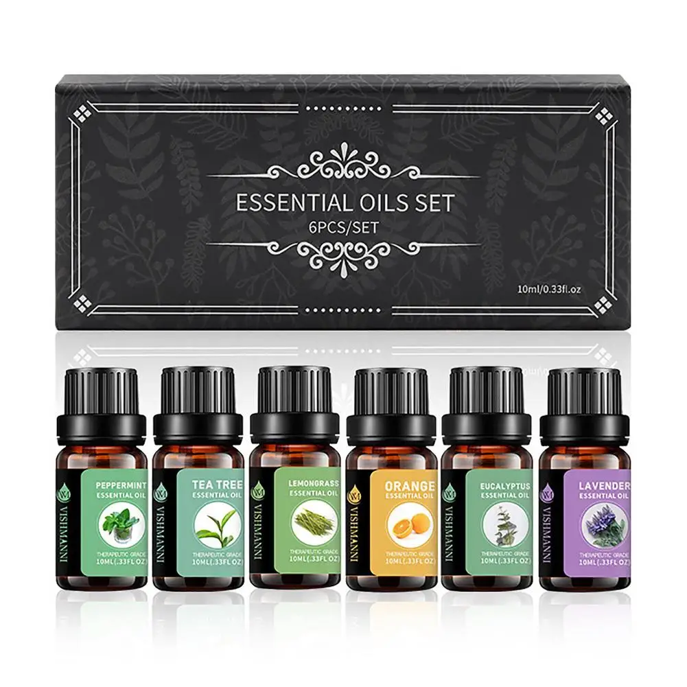 

6Pcs Fragrance Essential Oils Organic Essential Oils Set Lemon Grass Lavender Orange Eucalyptus Peppermint Essential Oils