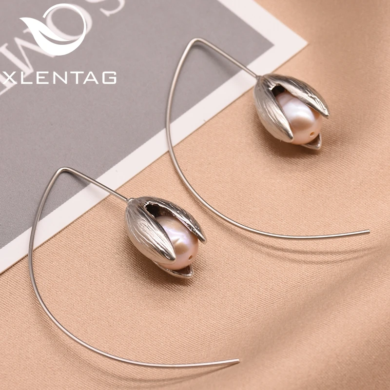 XlentAg натуральные пресноводные розовые жемчужные серьги подвески для дочери