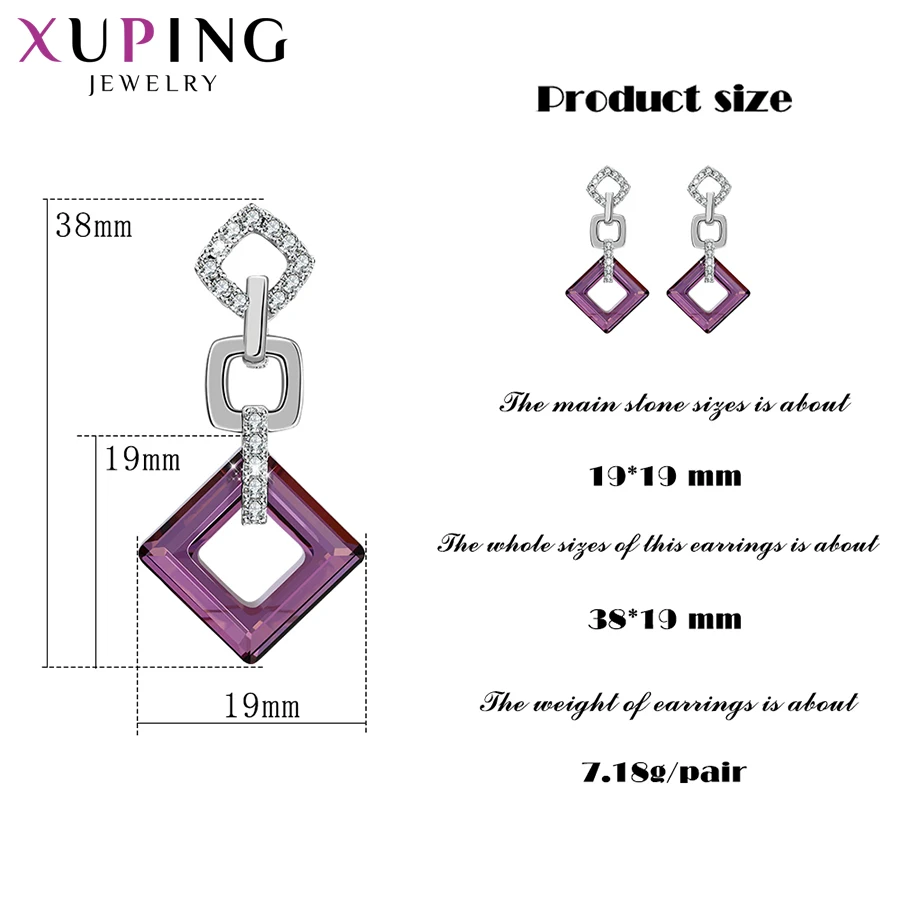 Xuping, изысканные цветные серьги, высокое качество, кристаллы от Swarovski, цветное покрытие, для женщин, подарок на день Святого Валентина, S89-202