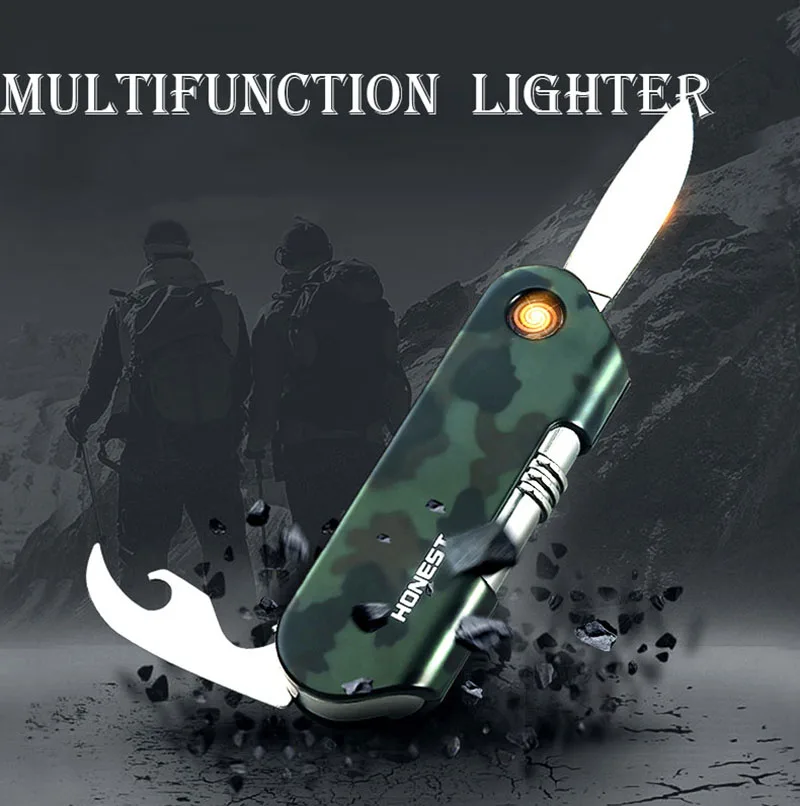 Honest электрическая зажигалка с гнездом usb Многофункциональный Военный нож из