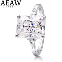 8x10mm 4 0carat df color radiant cut moissanite engagement wedding ring solid real 18k white gold set with pear cut moissanite