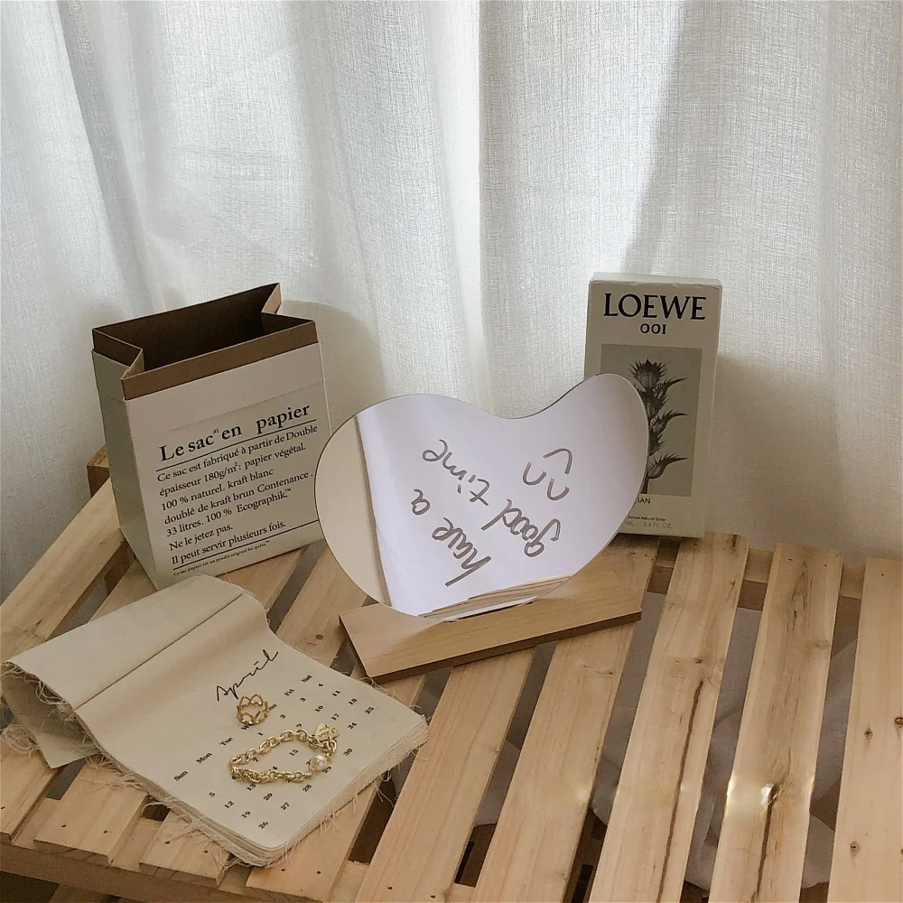 Makeup Mirror Table KOREAN Style Desktop Wood Base Beauty Decorative | Mirrors