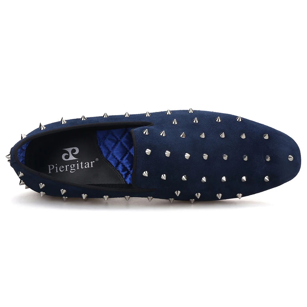 Piergitar/Новинка Летняя Стильная мужская обувь ручной работы из замши с серебряными
