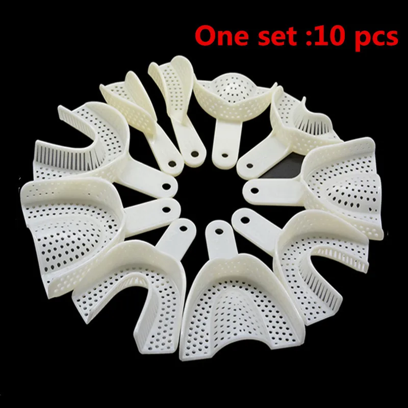 10 Pcs New Dental Impression Plastic Trays Mesh Tray Dental Care Teeth Holder Dental Materials Supply For Oral Tools