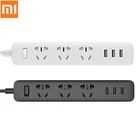 Оригинальный Xiaomi Mijia Power Strip Socket, быстрая зарядка, 3 USB + 3 розетки, стандартный штекер, удлинитель интерфейса, адаптер ЕС, США