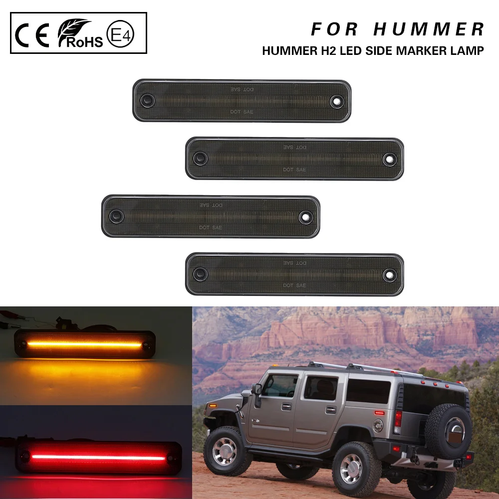 4x дымовая линза фонарь передняя + задняя янтарного/красного цвета для Hummer H2 03