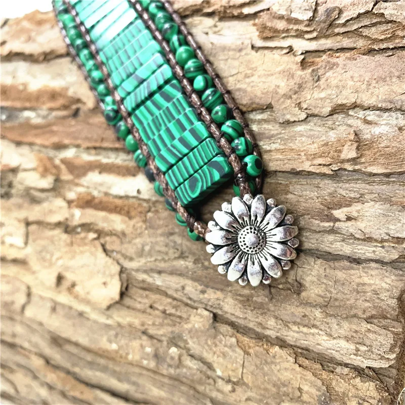 

Malachite Bracelet Creative Stone Woven Bracelet Bohemian National Valentine's Day Gift Natural Stone Bracelet Bracelets Women
