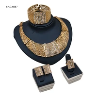 dubai gold jewelry sets women big necklace earring set indian jewellery 4 pieces set f1179 rhinestone party jewels cacare