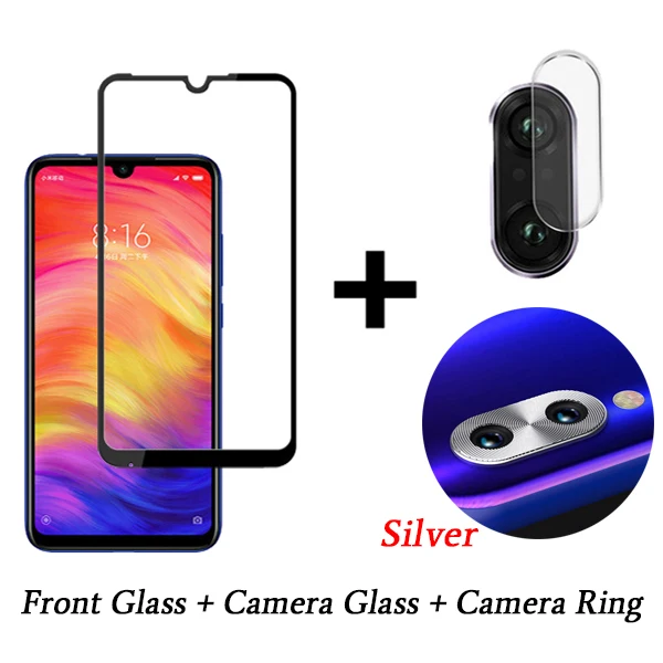 Silver Ring 3 в 1 защитный Стекло для спортивной камеры Xiao mi Red mi Note 7 Защита для экрана камеры защитная пленка объектива закаленное Стекло на Red mi Note 7 - Цвет: Silver Ring