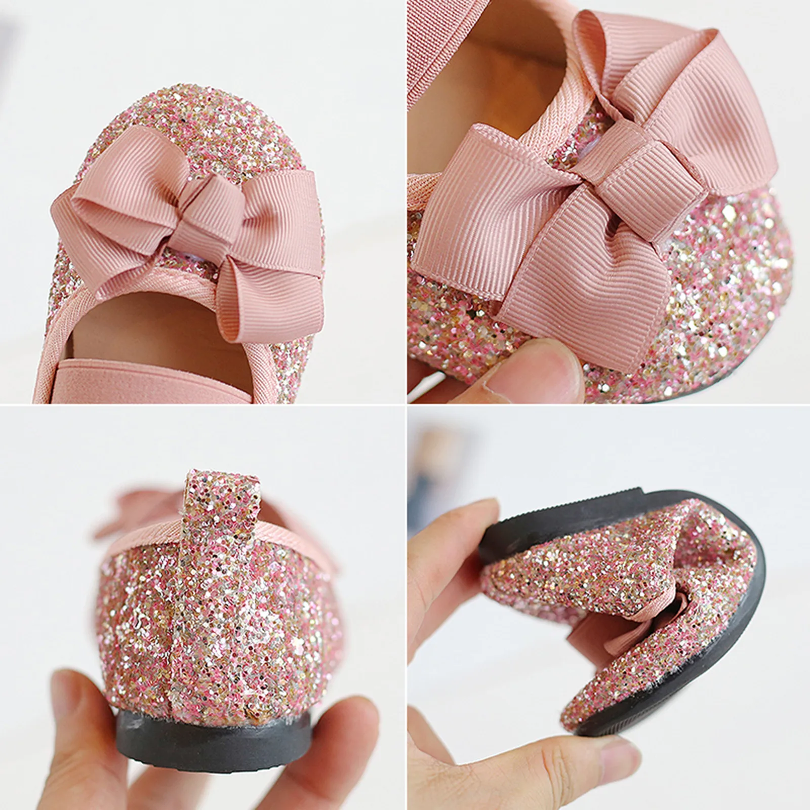 

2021 baby shoes children's fashion trend new hot anti-slip soft sole wear-resistant simple casual bow sequins loose tight strap