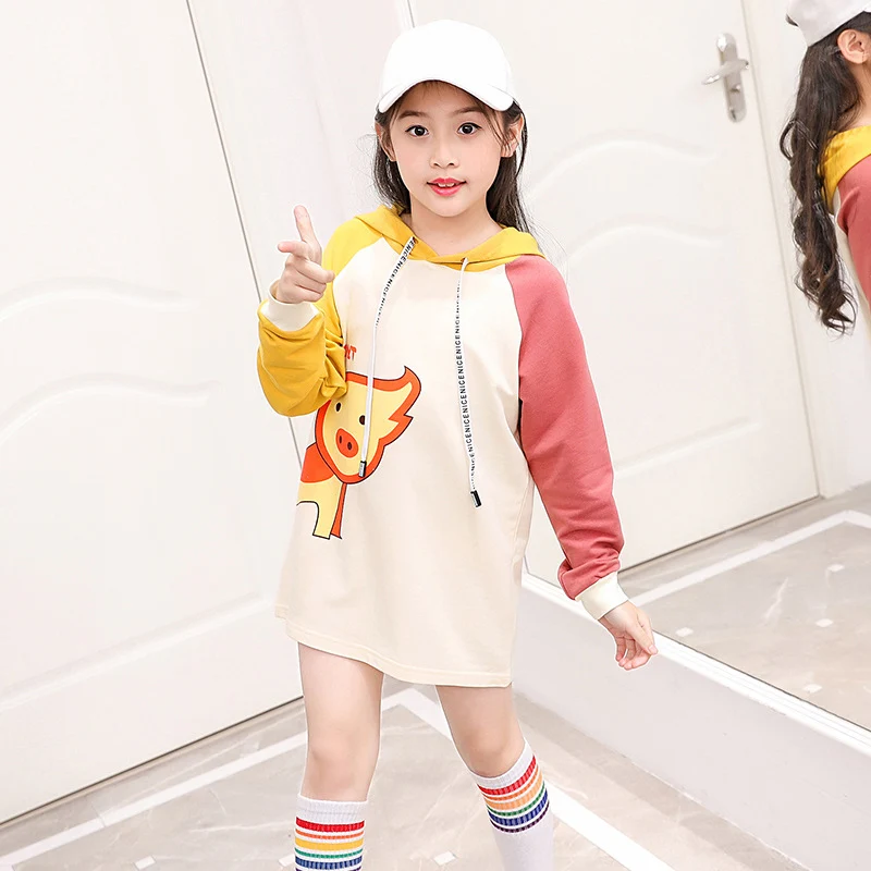 

Children Girl Clothing Kids Cotton Sweatshirt Long Hood Sweatshirt 2021 Long Sleeve Clothes Fashion Animal Hoodies Big Girl Tops