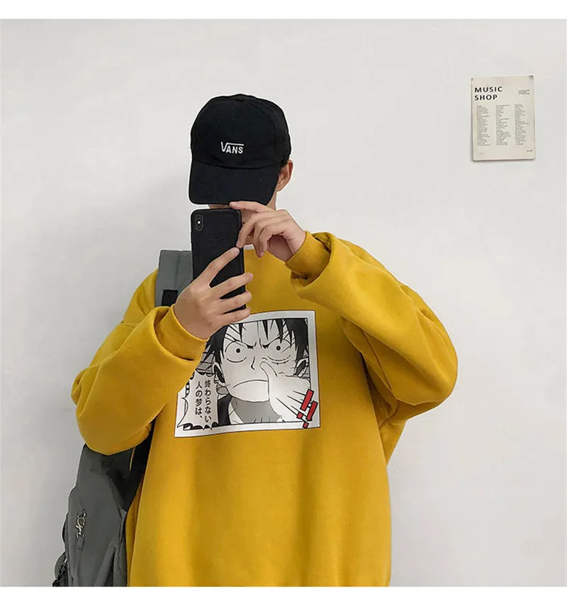 5XL длинный рукав Цельный толстовки Япония Harajuku толстовки Мода хип хоп Толстовка Уличная Повседневная Осенняя Толстовка смешные мужские