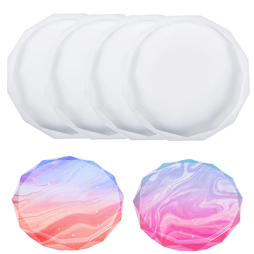 

4pack Coaster Molds For Resin Casting, Diamond Edge Epoxy Resin Silicone Molds,agate Slice Coasters,cups Mats,home Decoration