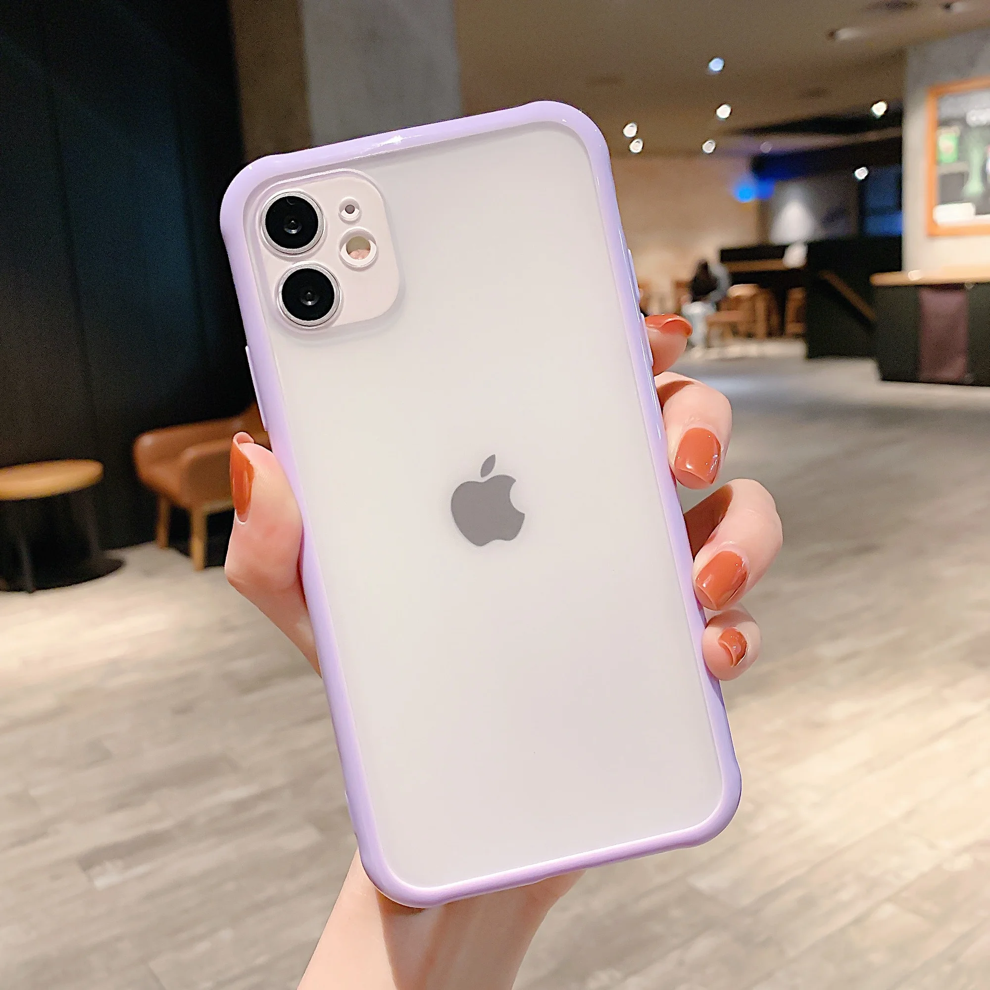 

Shockproof Armor Transparent Phone Case For IPhone 12 11 Pro X Xs MAX XR 6 6s 7 8 Plus Camera Protection Candy Color Cover Case