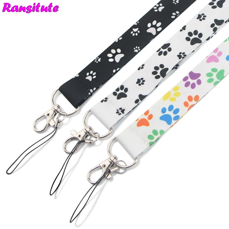Ransitute Dog Paw Print Mobile Phone Lanyard Key ID Card USB Badge Holder DIY Fashion Neckband Decoration R826 | Мобильные телефоны