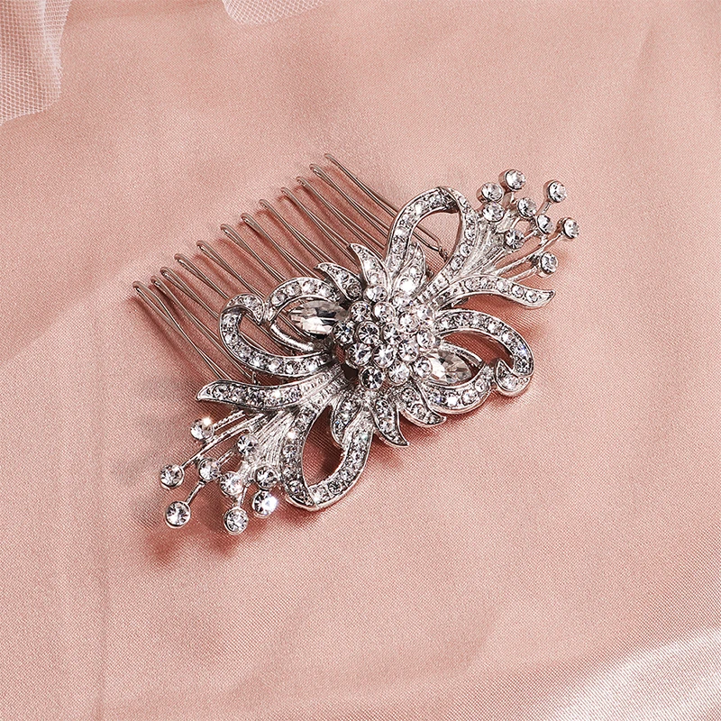 Miallo новейший серебристый цвет цветок Свадебная расческа для волос Свадебные