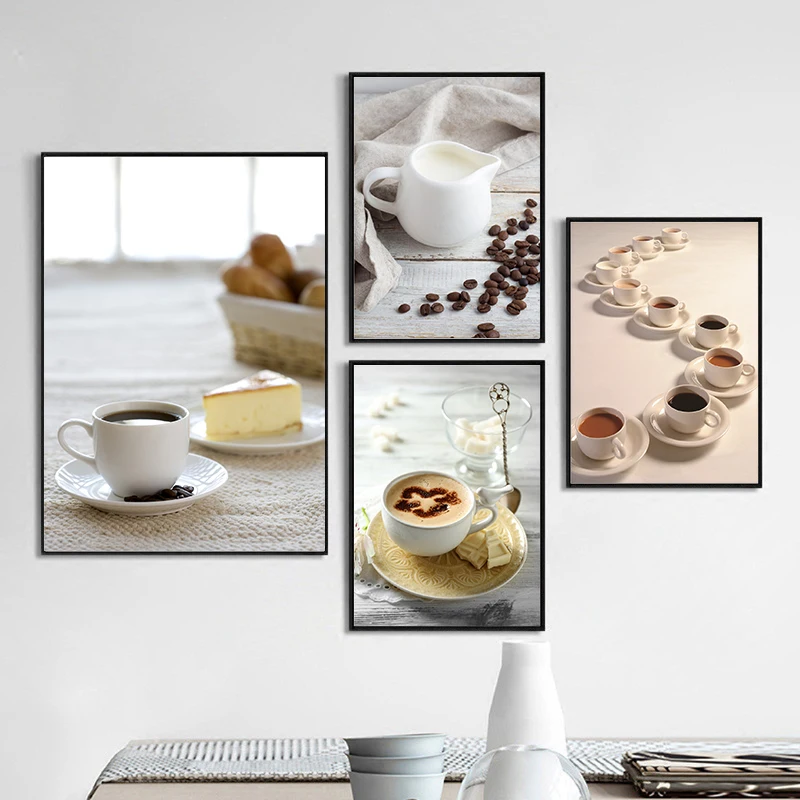 

Cafe Decor Poster Nordic Canvas Picture Cake Bread Coffee Paintings for Living Room Frameless Wall Art Prints Wall Decor