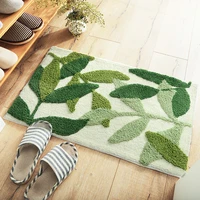 japanese microfiber bath mat thickening super soft bathroom rug leaves flocking bath carpet home decoration floor mat door mat