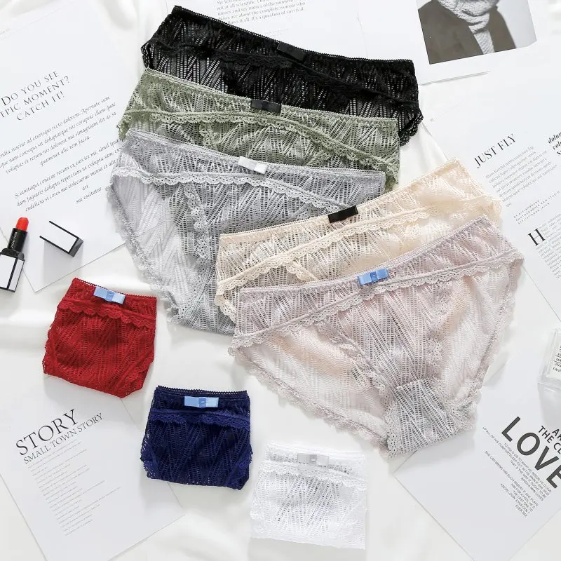 Женские кружевные прозрачные трусики ультратонкие удобные с низкой талией