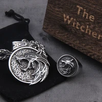 the wizard wolf head pendant necklace for geralt with a the wild hunt 3 figure tv