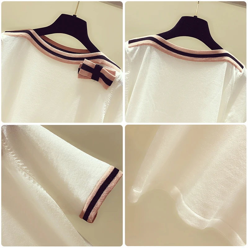 

New 2021 Summer Women Loose Tops Short Sleeve Lazy Style Knitted Ladies Pullovers Tees Casual One Size Female T-Shirts KS678