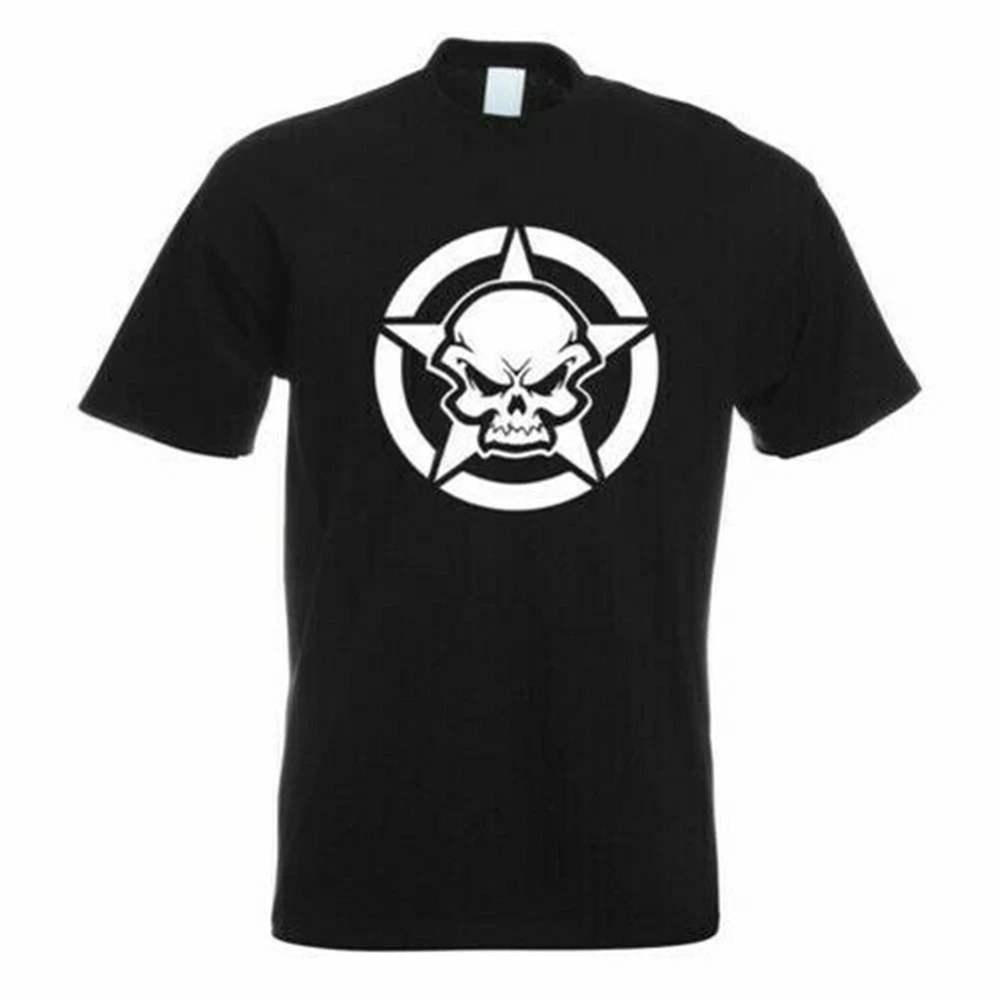 Армейская футболка с черепом мотив Забавный дизайн крутые топы |