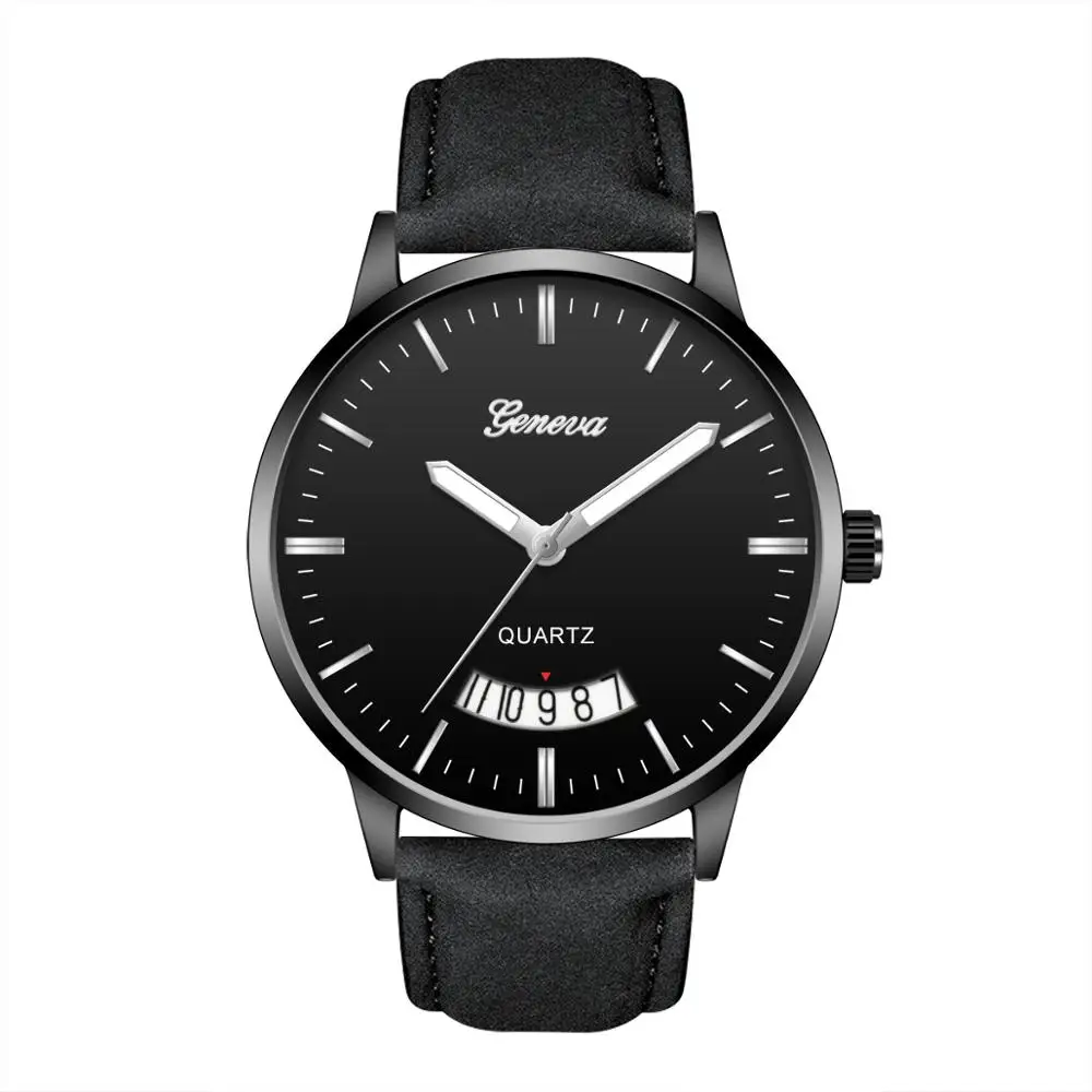 2019 новые мужские часы модный спортивный ремешок кожаные Бизнес Календарь