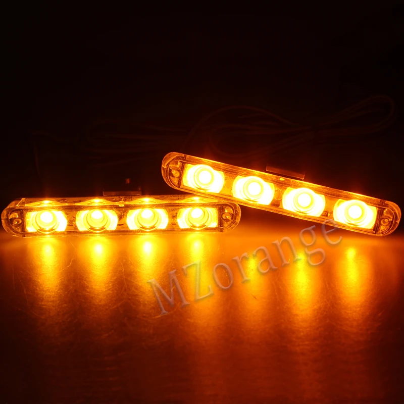 Yellow 2x4 светодиодный автомобиля 12V Строб Предупреждение светильник дистанционного Управление проблесковый маячок аварийного проблесковый маячок автомобилей Грузовик DRL Дневной светильник - Цвет: Yellow