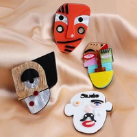 fishsheep new abstract face portrait acrylic brooches for women men big asymmetric human face brooch and pins clothing accessory
