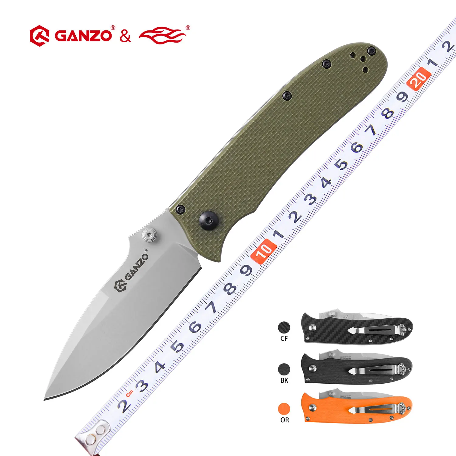 Складной нож Firebird Ganzo G704 тактический карманный клинок из стали 440с рукоятка G10 для