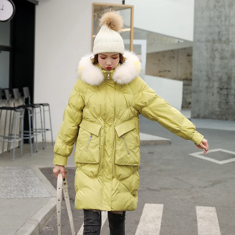 Fitaylor зимние женские тонкие большие длинные парки с натуральным мехом на белом